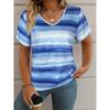 Fashion Colorful Stripe T-Shirts  Print New Women's Casual Short Sleeve V-Neck  Tees Harajuku Tops Female Clothing