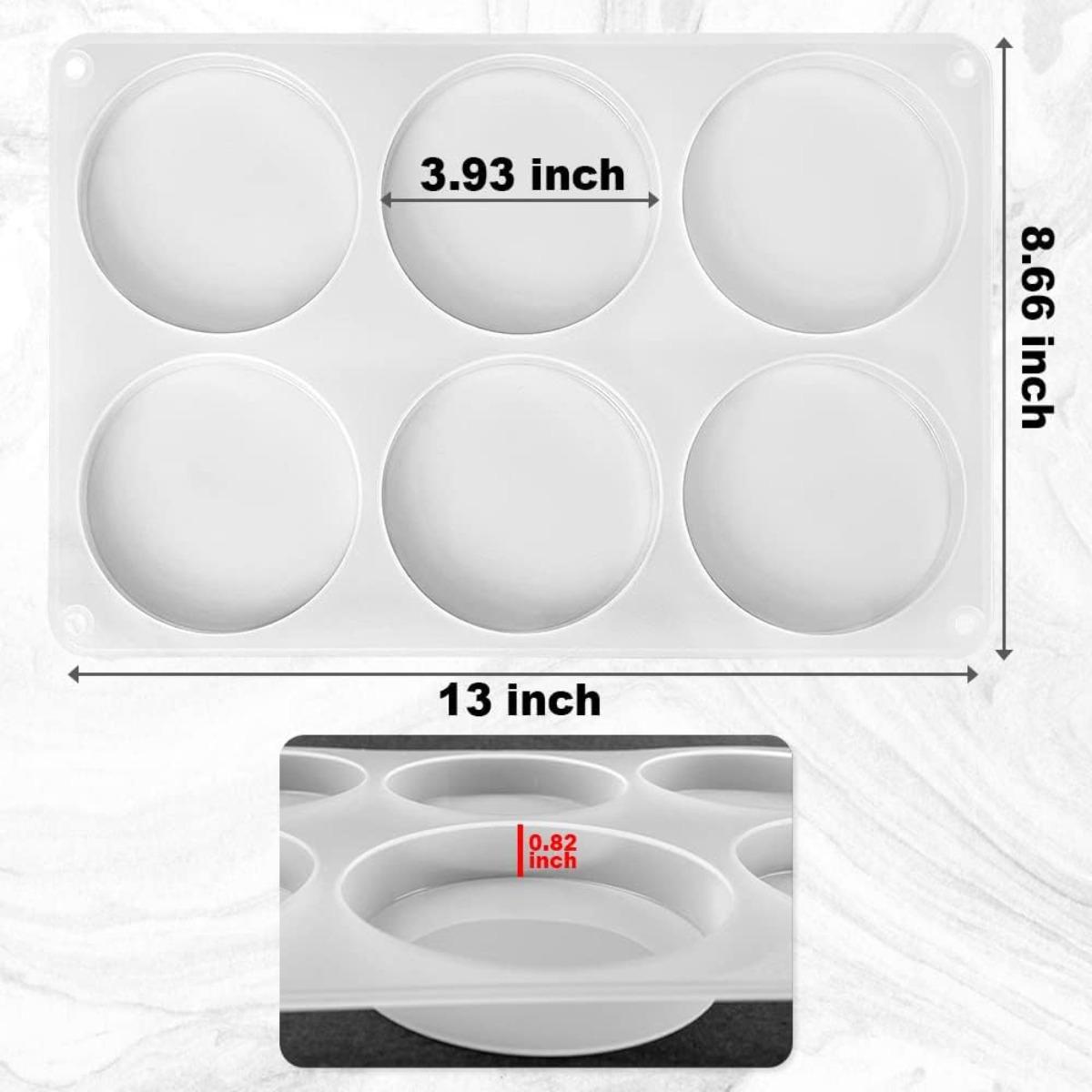 6-hole deep round coaster moulds, 4-inch coaster silicone moulds for epoxy plaster-cement mixes, flower insect specimen moulds