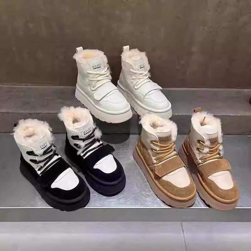 Fashion New Platform High Heels Snow Boots Women Cotton Shoes 2025 Trend Brand Fashion Ankle Boots Winter Warm Short Plush Zapatos Mujer