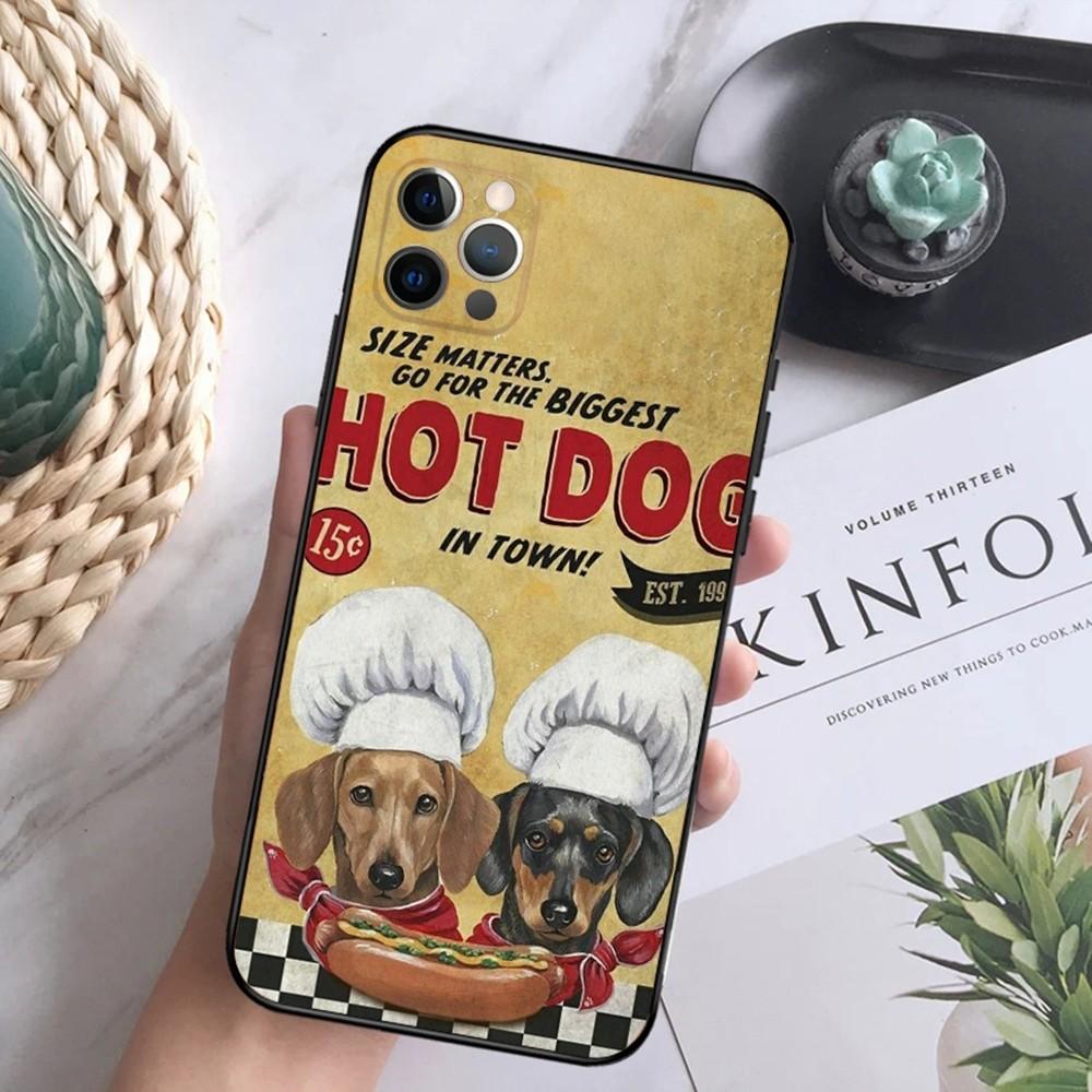 

Dachshund Dog Hot dog Phone Case For iPhone 16,15,14,13,12 Mini 11 Pro XR,X,XS,MAX 7,8 Plus Silicone Cover Soft Black iPhone15