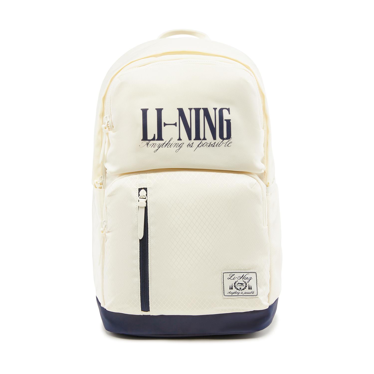 Li Ning Sports Life Collection Polyester Backpack Regular Unisex Ecru ABSW129-2 F