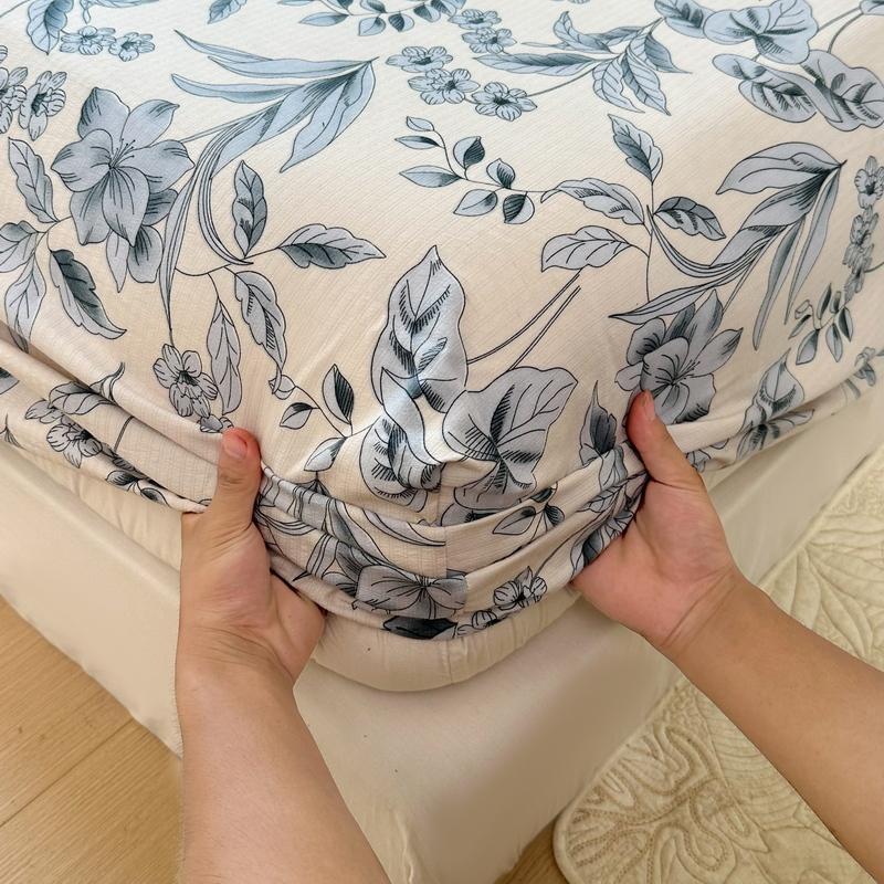 1 Stück Spannbettlaken Bedruckter Bettbezug Elastische Bettlaken für Zuhause Matratzenschoner Floraler Stil Bettwäsche (Kein Kissenbezug)