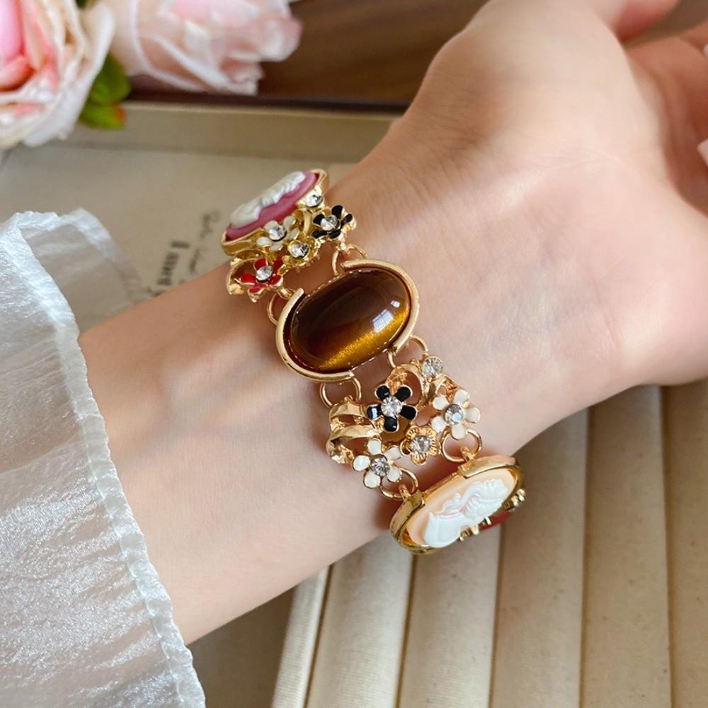 Resin Retro Enamel Bangle Flower Women's Hand Bracelet Light Luxury Baroque Bracelet  Women Girl
