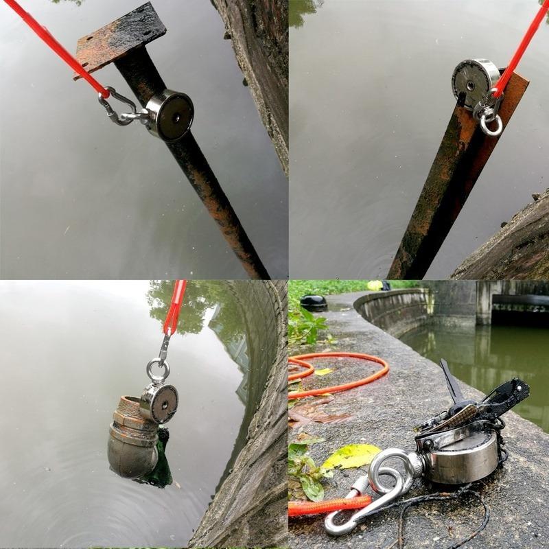Powerful Fishing Magnet Set 3000lbs Rally Double Sided Salvage Magnet N52 Neodymium Magnet with Durable Cord For Fishing and Magnetic Salvage