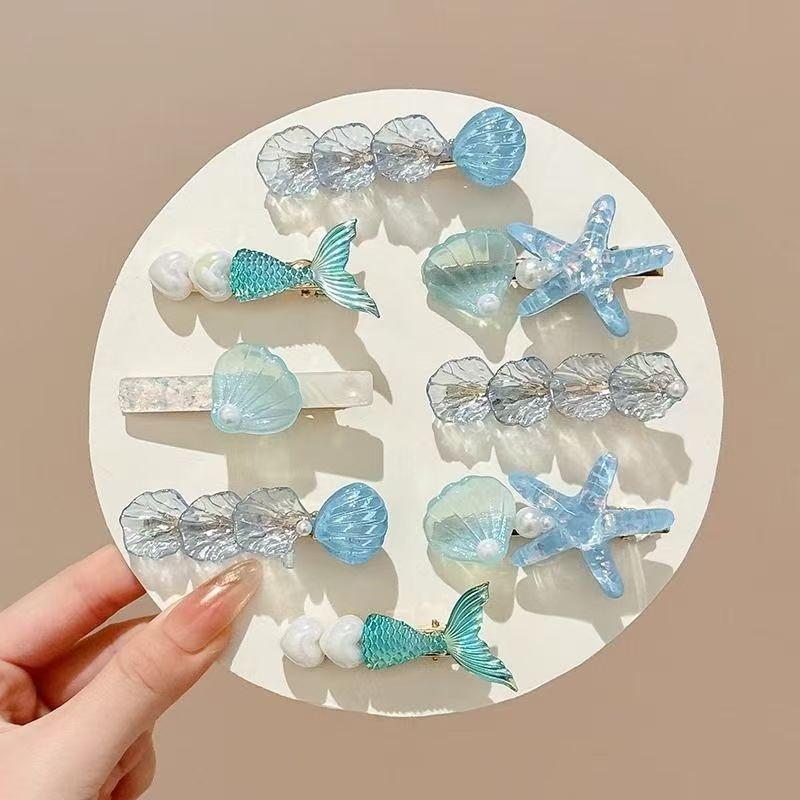 5Pcs Y2K Style Shell Starfish Hair Clips Sweet Mermaid Hairpins Kawaii Girls Hair Accessories for Street Snap Dating Wear