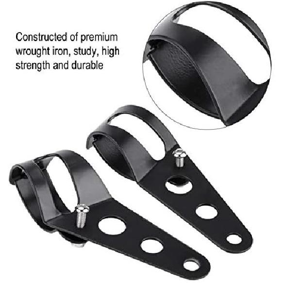 KIMISS Fork Headlight Mounting Bracket, 35-43mm Motorcycle Headlight Mount Bracket Fork Tube Clamp Kit Black for Chopper Cafe Racer