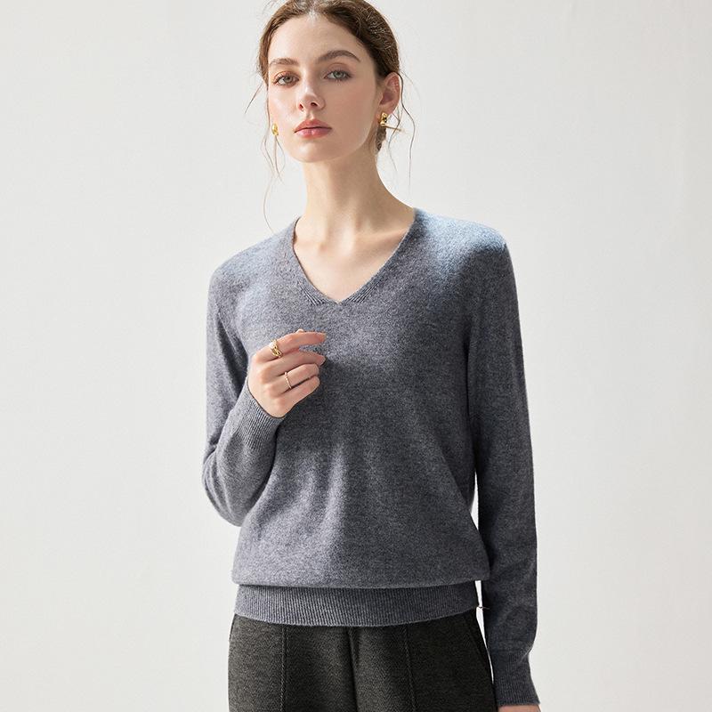Women's Cashmere V-neck Sweater - 2026 Autumn/Winter Stylish Elegant Warm Loose Fit Pullover