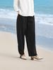 2026 Spring/Summer Tencel Linen Wide-Leg Women's Pants with Contrast Stitching