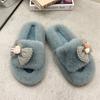 Fashion New Winter Girl Cute Bow Knot Thick Sole Cotton Slippers Women's Comfortable Home Indoor Slippers Thickened Plush Warm Slippers