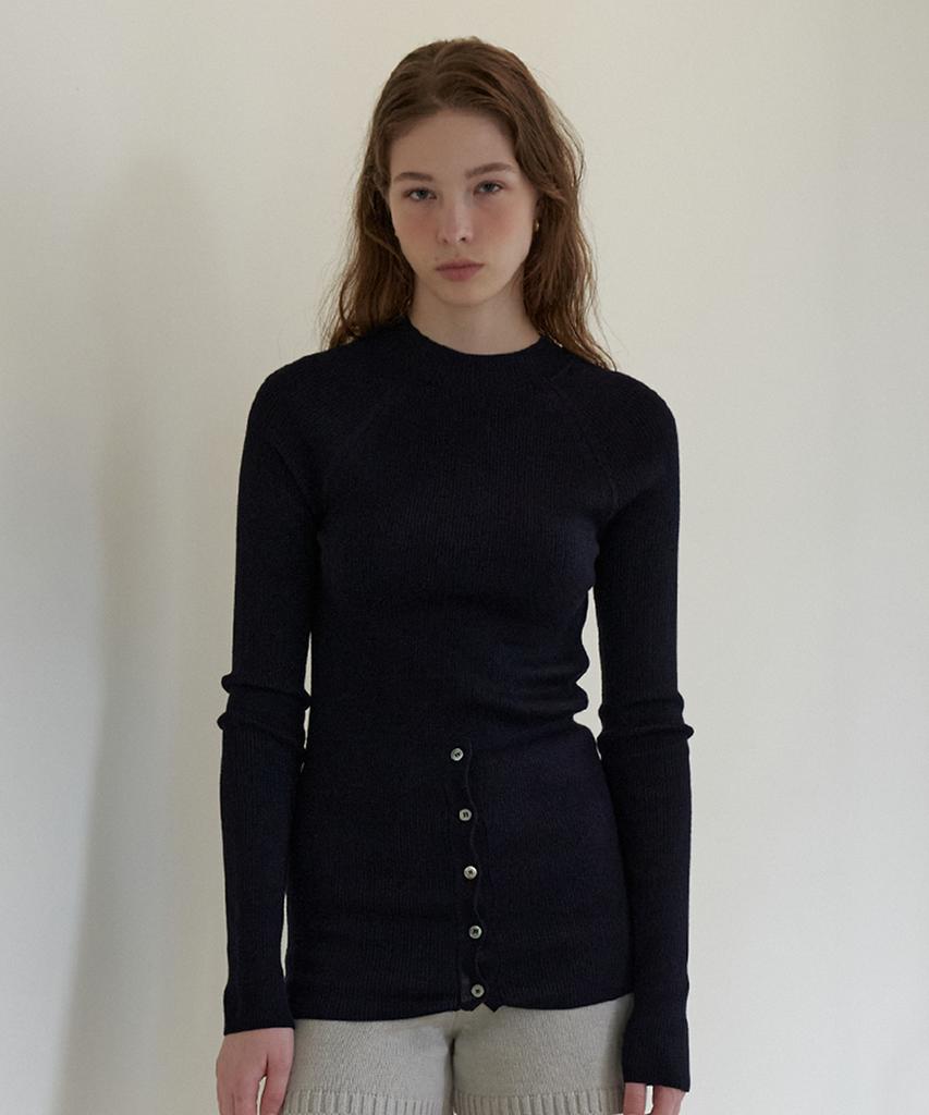 Mohe Button Half Knit _ Navy