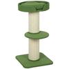 Cat Tree with Scratching Post, Activity Center, Platforms, Cushion, 45 x 45 x 91 cm, Green and Beige