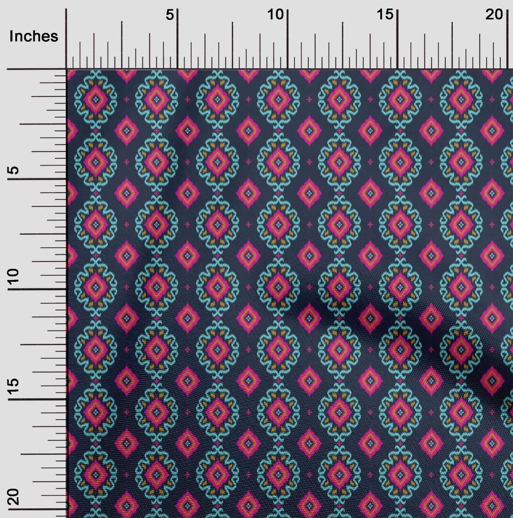 oneOone Cotton Flex Fabric Diamond & Swirl Ikat Print Fabric BTY 40 Inch