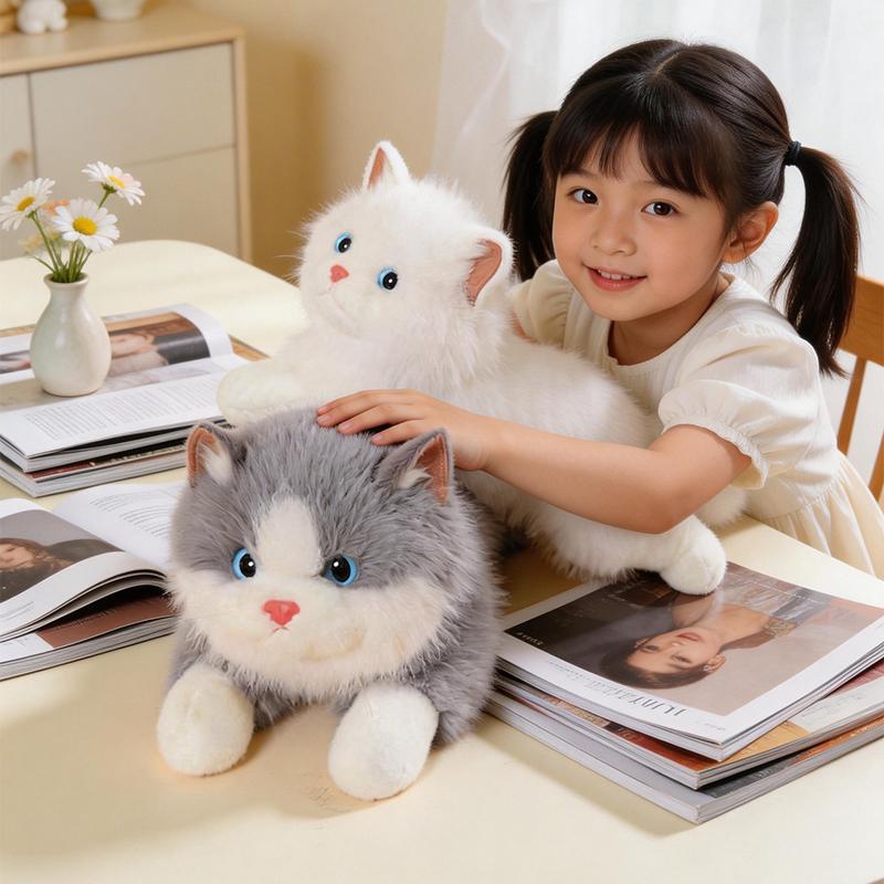 45/55CM Cuddly Lifelike Ragdoll Cat Plush Toys Fluffy Cozy Lying Prone Pet Cat Doll Warm Appease Kitten Doll Kawaii Home Decor