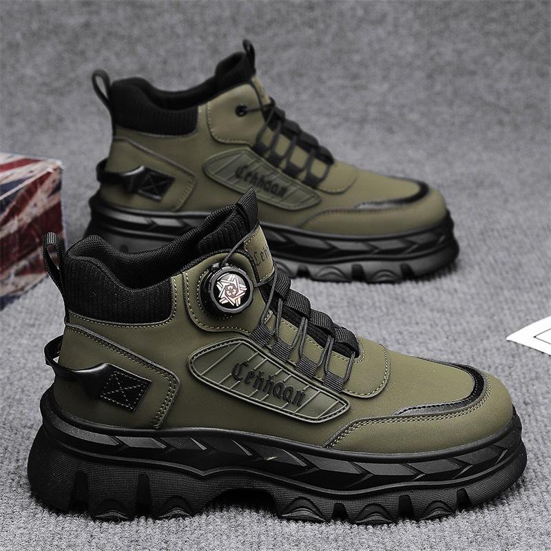 

Модные осенние мужские ботинки с высоким верхом 2025, уличные ботильоны, удобные повседневные мужские ботильоны, походные уличные кроссовки, ботинки для мужчин 44 зелёный