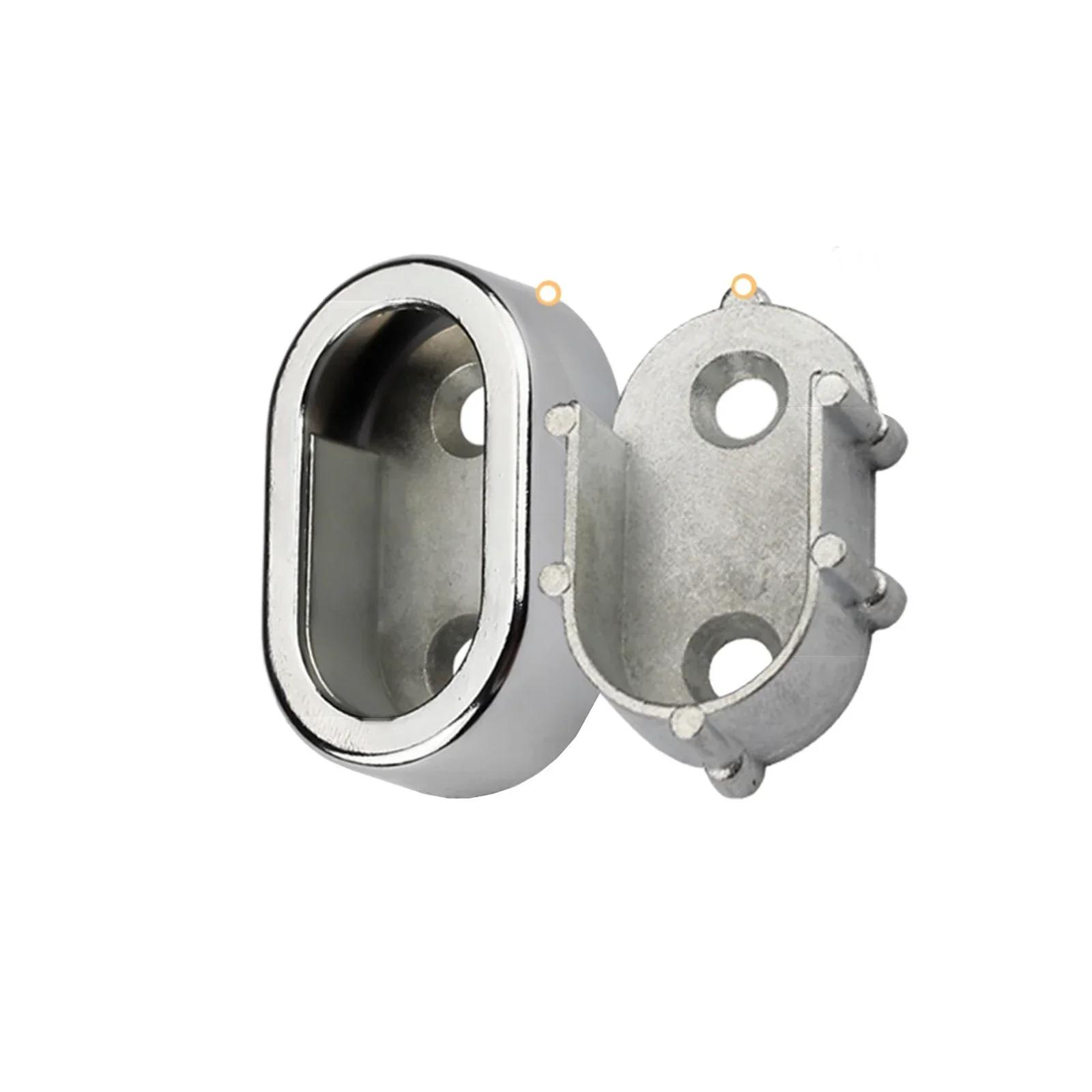 

Опора для штанги для шкафа, держатель кронштейна для фланца шкафа, овальный держатель для штанги для шкафа из цинкового сплава, фурнитура для мебели, аксессуары серебряный