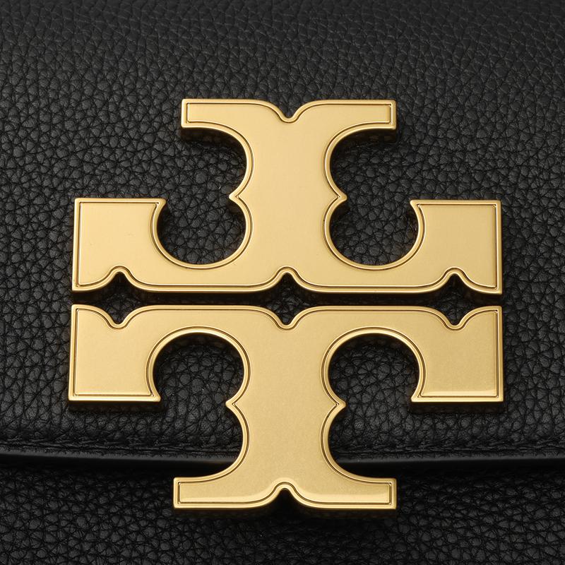 Tory Burch Eleanor Double T Gold Logo Flap Leather Crossbody Shoulder Bag Small Women Bags Black 147831-001