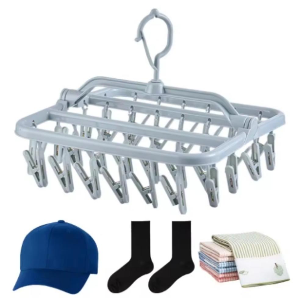 Folding Hangers Multi-Functional Windproof Socks Clip Drying Hangers Household Plastic Clothing Socks Drying Hangers