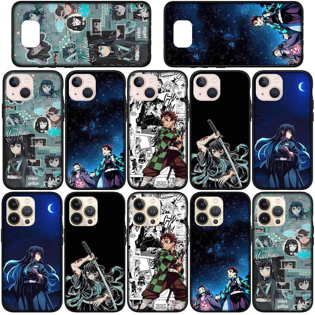 Funda para Samsung Galaxy S25 S24 S23 iPhone 16 15 Xiaomi Redmi Note 14 13 12 16E X 11 Pro Max Moto Huawei Nezuko Demon Slayer Tanjirou Muichiro Tokito
