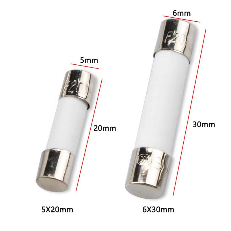 Fusível Cerâmico de Ação Rápida 250V 5X20MM 6X30MM 0.25A -30A