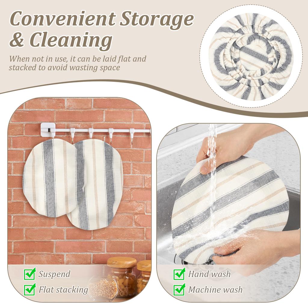 4/2Pcs Cloth Bowl Covers Reusable Elastic Bread Proofing Cover Portable Food Storage Dust Cover Supplies for Picnic Home Baking