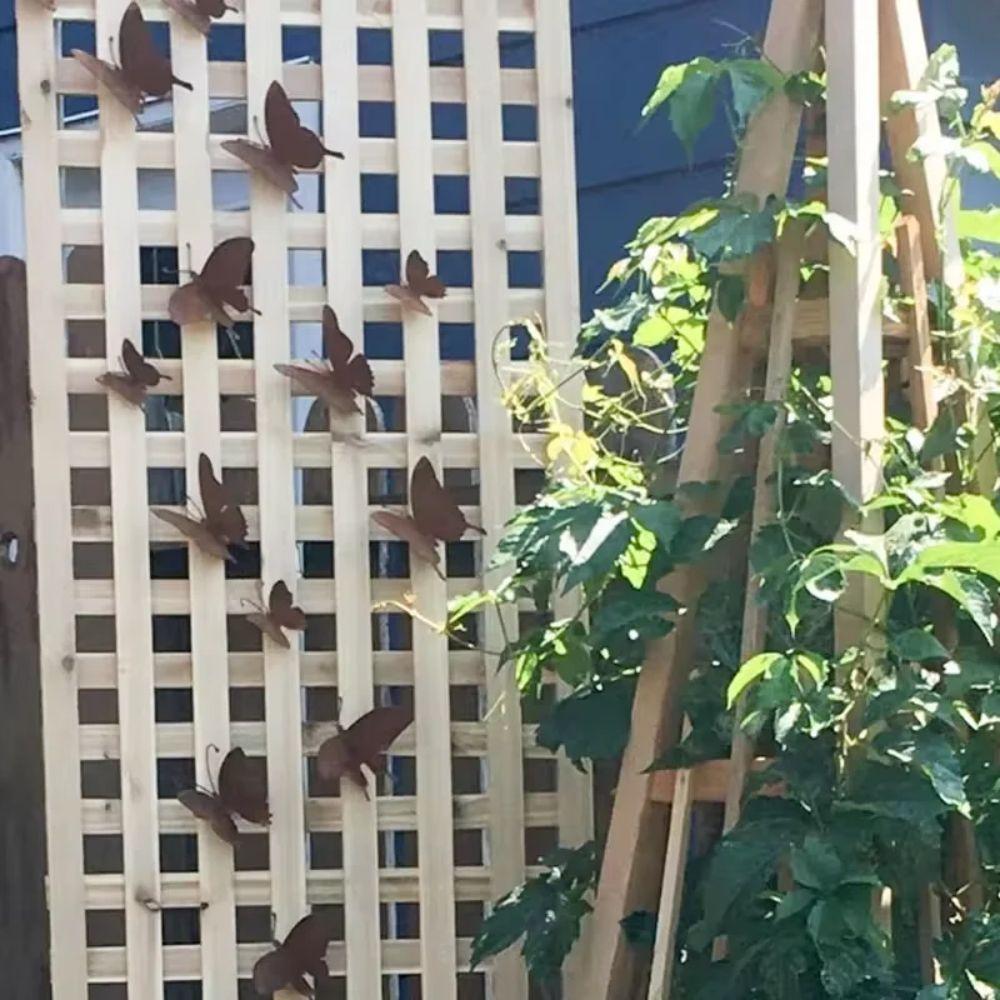 15 Pcs Rustic Wall Art Yard Decoration Garden Fence Decor Natural Rust Rusty Metal Butterfly