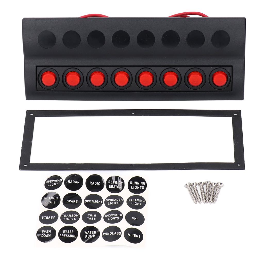 DC12V Electrical Switch Panel 8 Gang Pre Wiring Marine Switch Panel with Overload Protector for RC