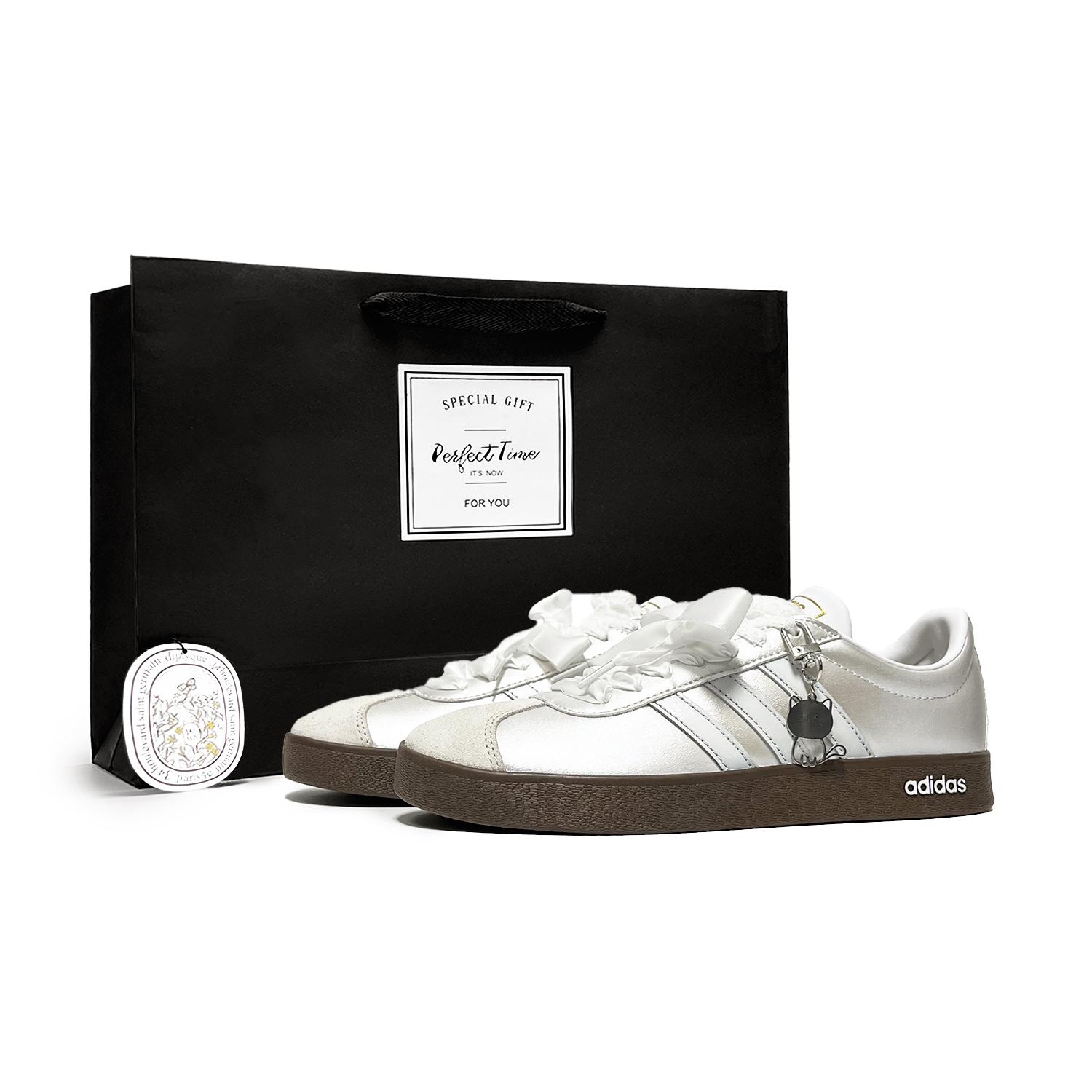 

Adidas Neo Vl Court Classic Silver Mist Meowth Leather Low top Skateboard Shoes Unisex Silver JQ2470(Team285-) 36