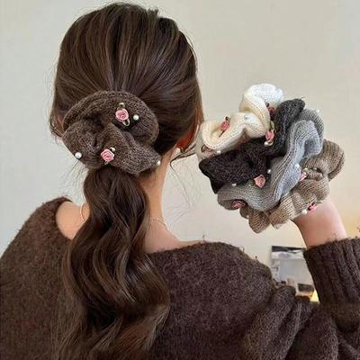 1 Stück Temperament Herbst und Winter Rosengarn Haargummi mit großem Darm Neu Maillard Krawatte Haarband hochwertiges Haaraccessoire