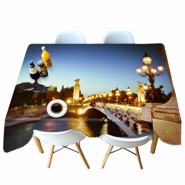 Prosperous City Pattern High -Rise Building Tablecloth Thicken Cotton Rectangular /Round Table Cloth For Wedding Picnic Party