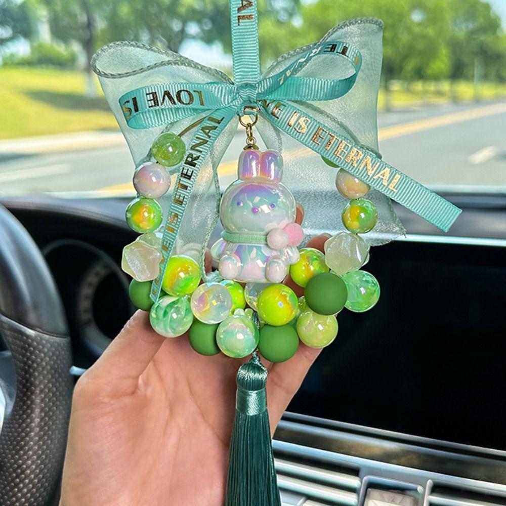 

With Doll Car Hanging Ornament DIY Crown Rearview Mirror Hanging Decoration Living Room зелёный