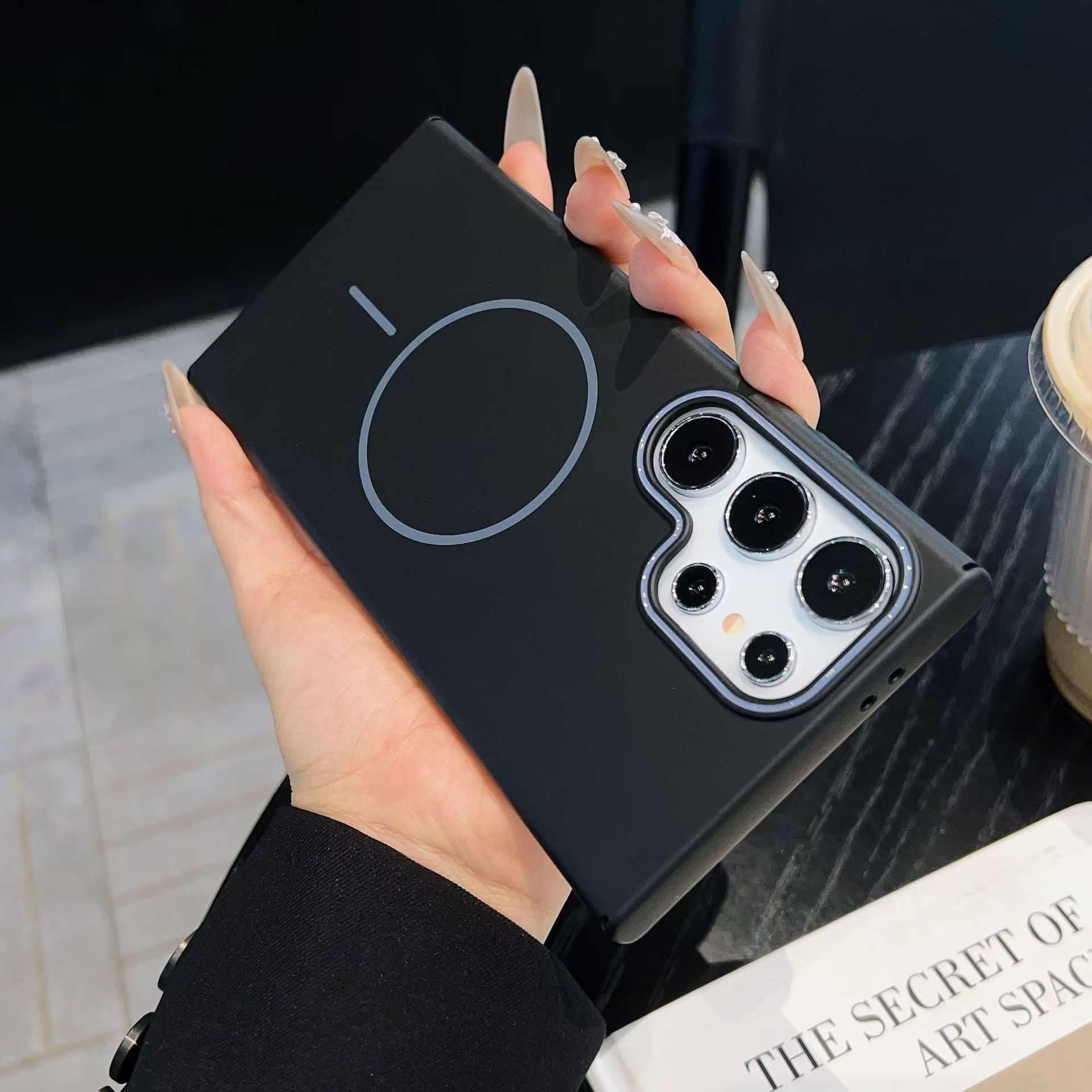 

Suitable for Samsung S25ultra Phone Case Fine Magnetic Suction Ring S24FE Skin Scrub S23 Full Inclusive Simple Protective Case Galaxy S25