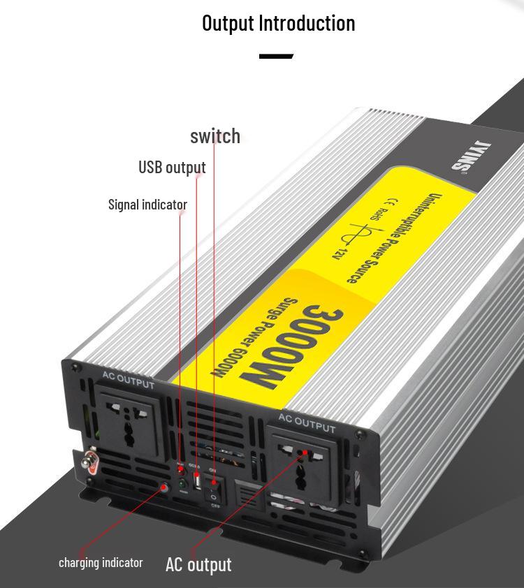 3000W Pure Sine Wave UPS 12V To 220V Solar Power Supply with Charging Inverter
