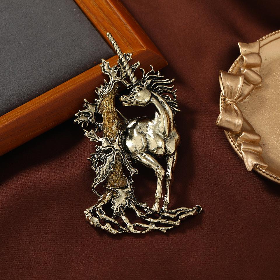 

Креативная винтажная брошь в виде единорога для мужского и женского пиджака, булавка в виде лошади, аксессуары