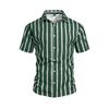 Summer Casual Short Sleeve Shirt Vertical Stripe Pattern Men Daily Blouse Fashion Regular Fit Men Striped Turn Collar Short Sleeve Shirt
