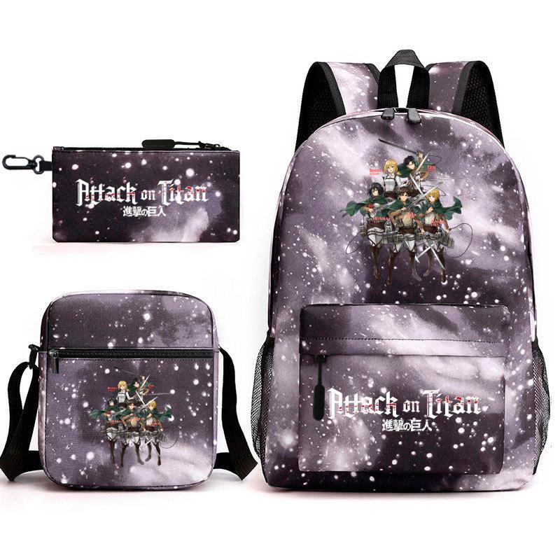 Attack on Titan Teen Anime Rucksack Attack on Titan Schultasche Dreiteiliges Set