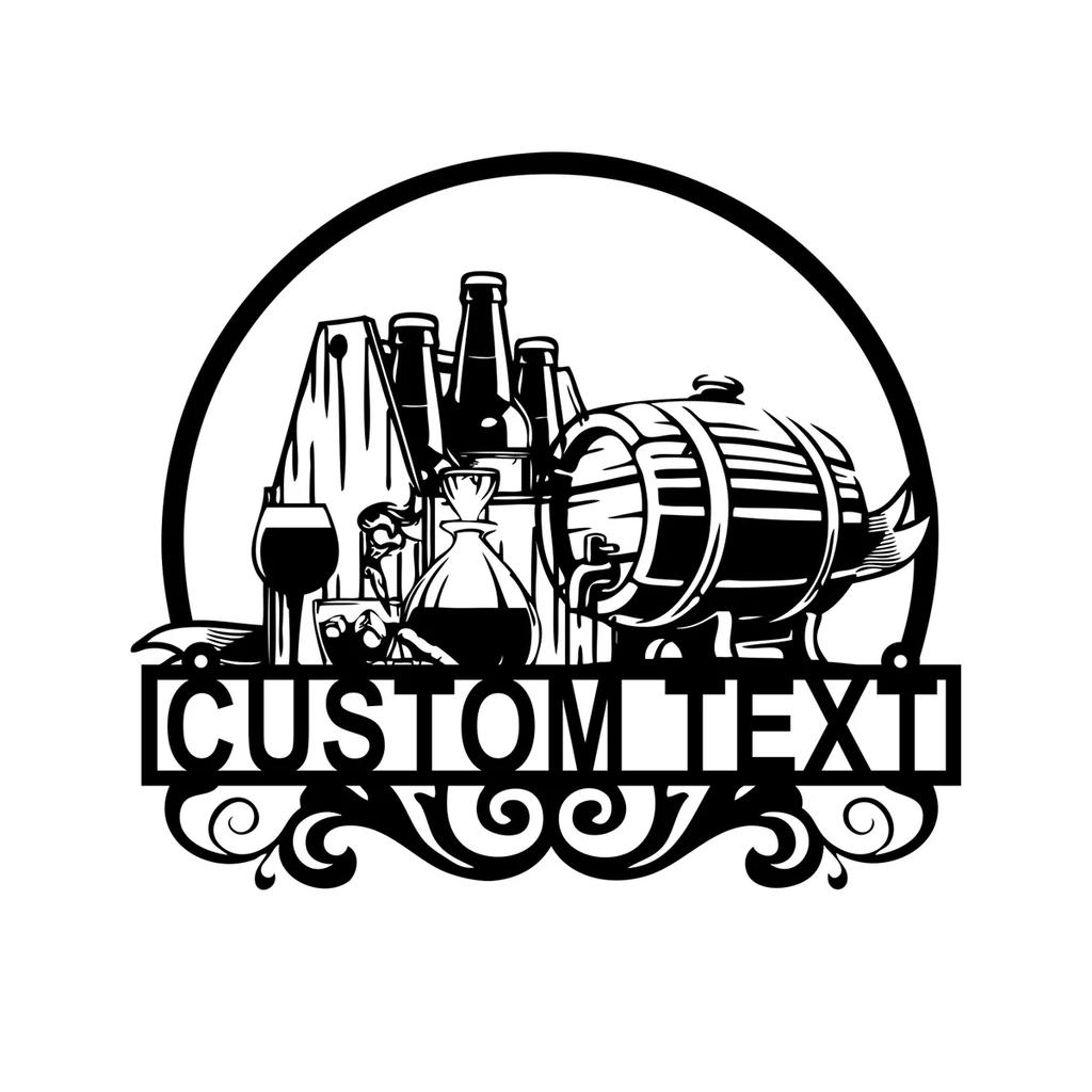 Custom Metal Wall Art, Personalized Home Decor, Wine Name Sign, Metal Logo Wall Decor