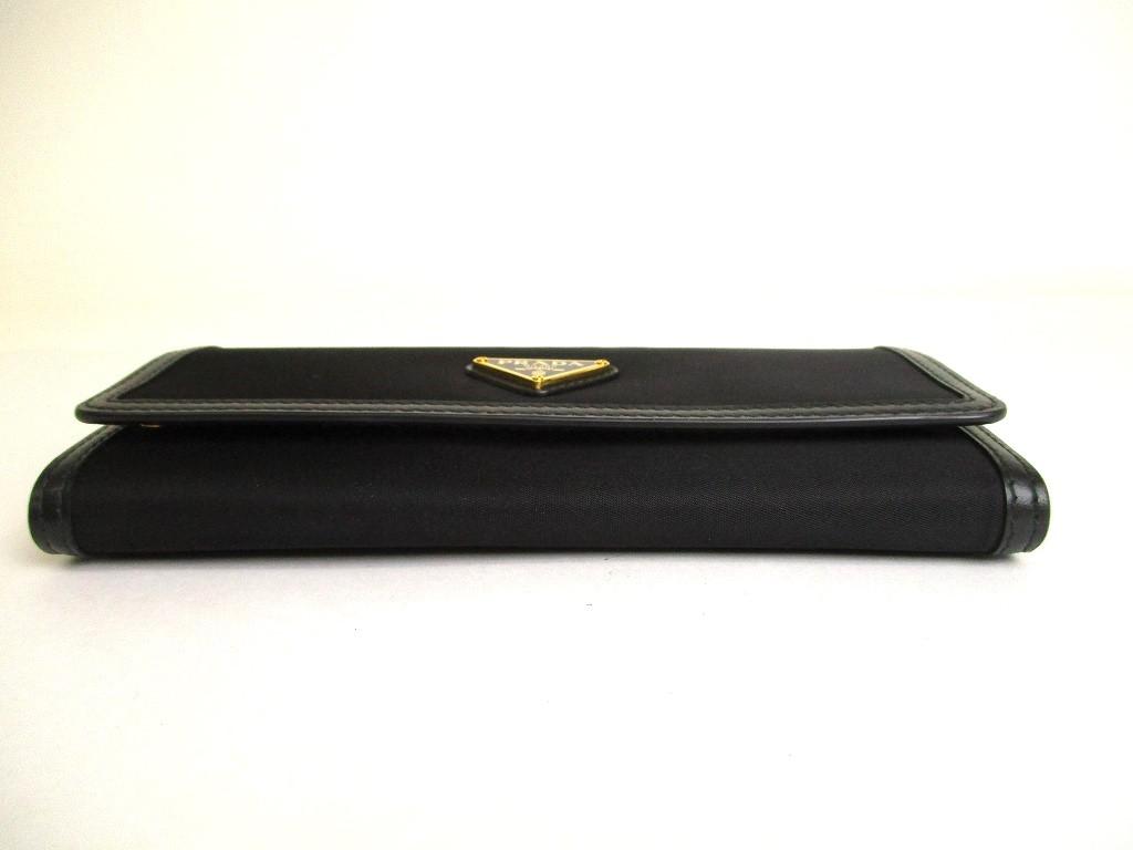 Authentic PRADA Black Nylon and Leather Bifold Long Wallet Purse #9801 Refurbished