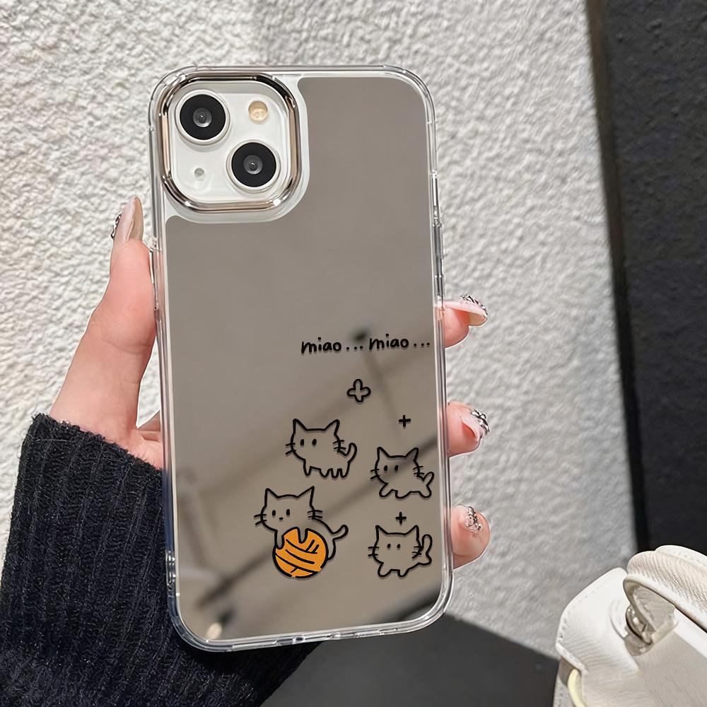 Printed Makeup Mirror Phone Case For IPhone 17 16 15 14 13 12 11 Pro Max 16E 17E Plus Bumper Shockproof Hard Coque Cover