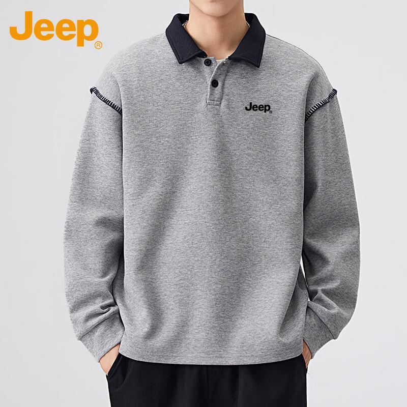 JEEP Men's Loose Fit Polo Collar Sweatshirt