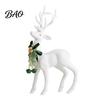Minimalist White Flocked Ornaments Elk Ornament, Ribbon Bell Decor 3D Standing Deer Indoor Holiday Atmosphere Figurine, Decorative Accents for