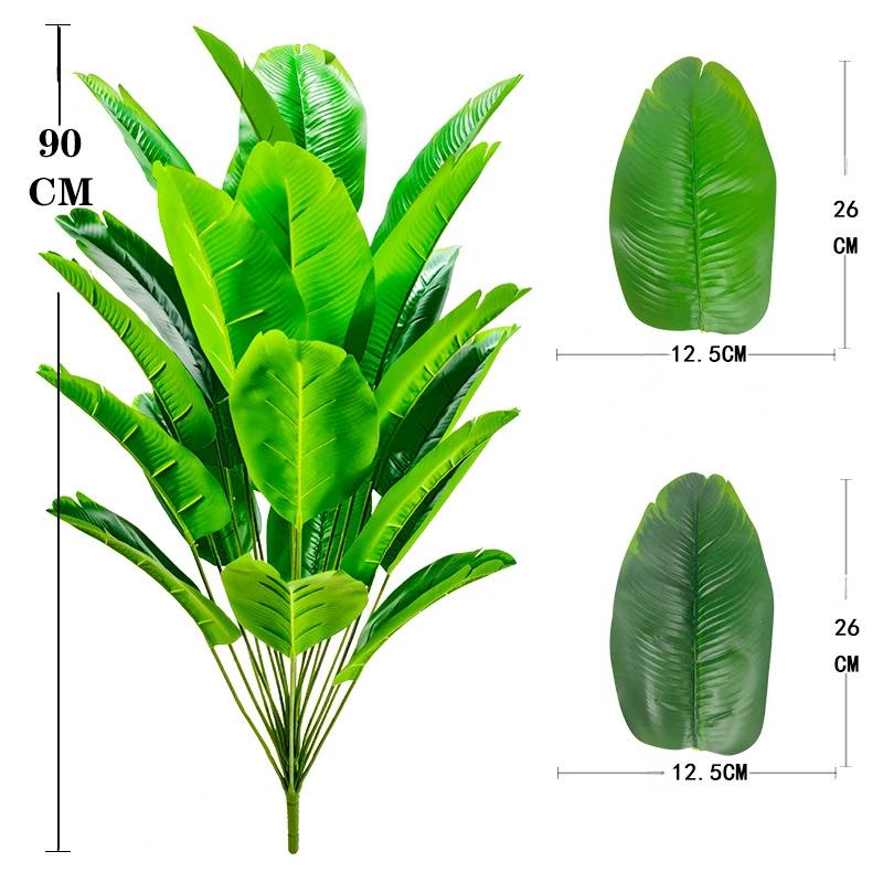 1 Pcs Artificial Banana Tree Fake Palm Leaf Monstera Leaf Large Tropical Palm Tree Realistic Green Plant for Home Decoration