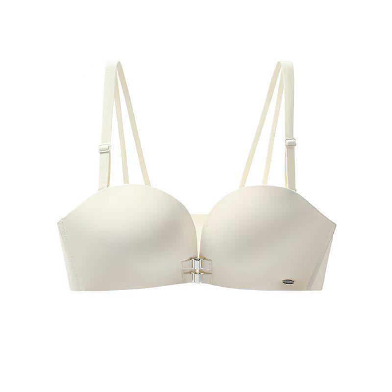 Women's Anti-Slip Push-Up Strapless Bra with Front Buckle and Padded Bandeau for Beautiful Back