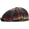 HT4489 Berets Men Women Autumn Winter Wool Beret Hat Artist Painter Flat Cap Hat Female Male Colored Plaid Octagonal Beret Cap