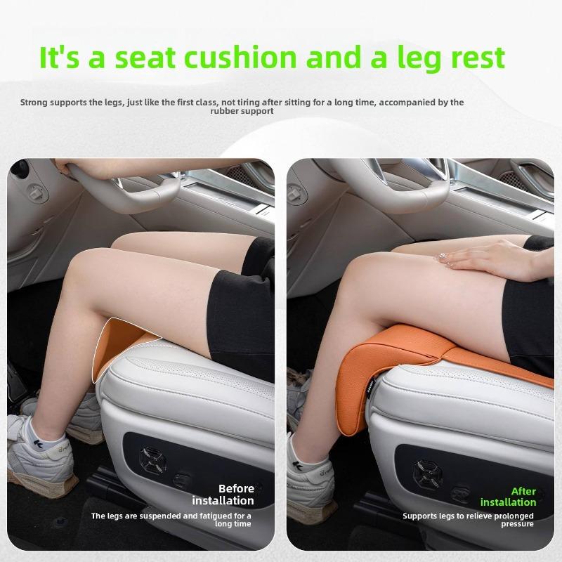 All-Season Luxury Car Leg Rest Pad - Pinhole Ventilated Comfortable Leather Seat Cover with Extended Leg Rest