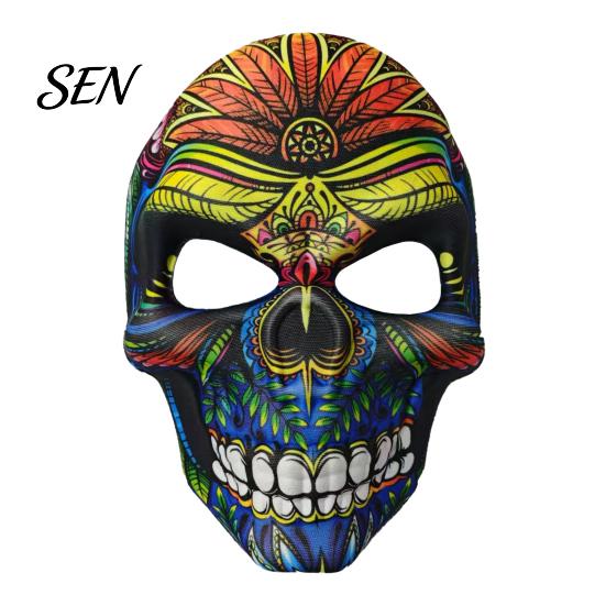 Scary Skeleton Face Masque Day of The Dead Skull Masque, Halloween Sugar Full Festival Costume Supplies Masquerade Party Accessory for Cosplay,