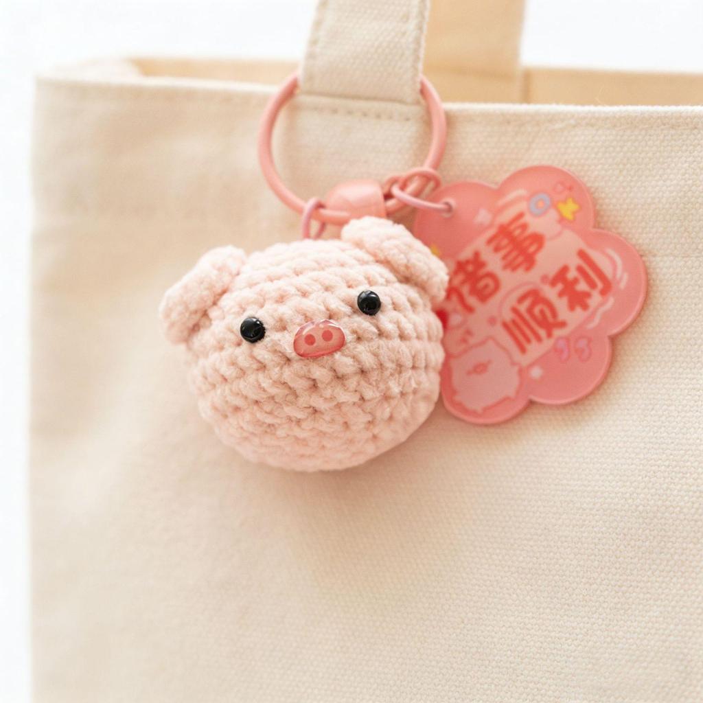 Hand-Knitted Capybara & Rabbit Animal Ball Keychain - Kids' Bag Charm