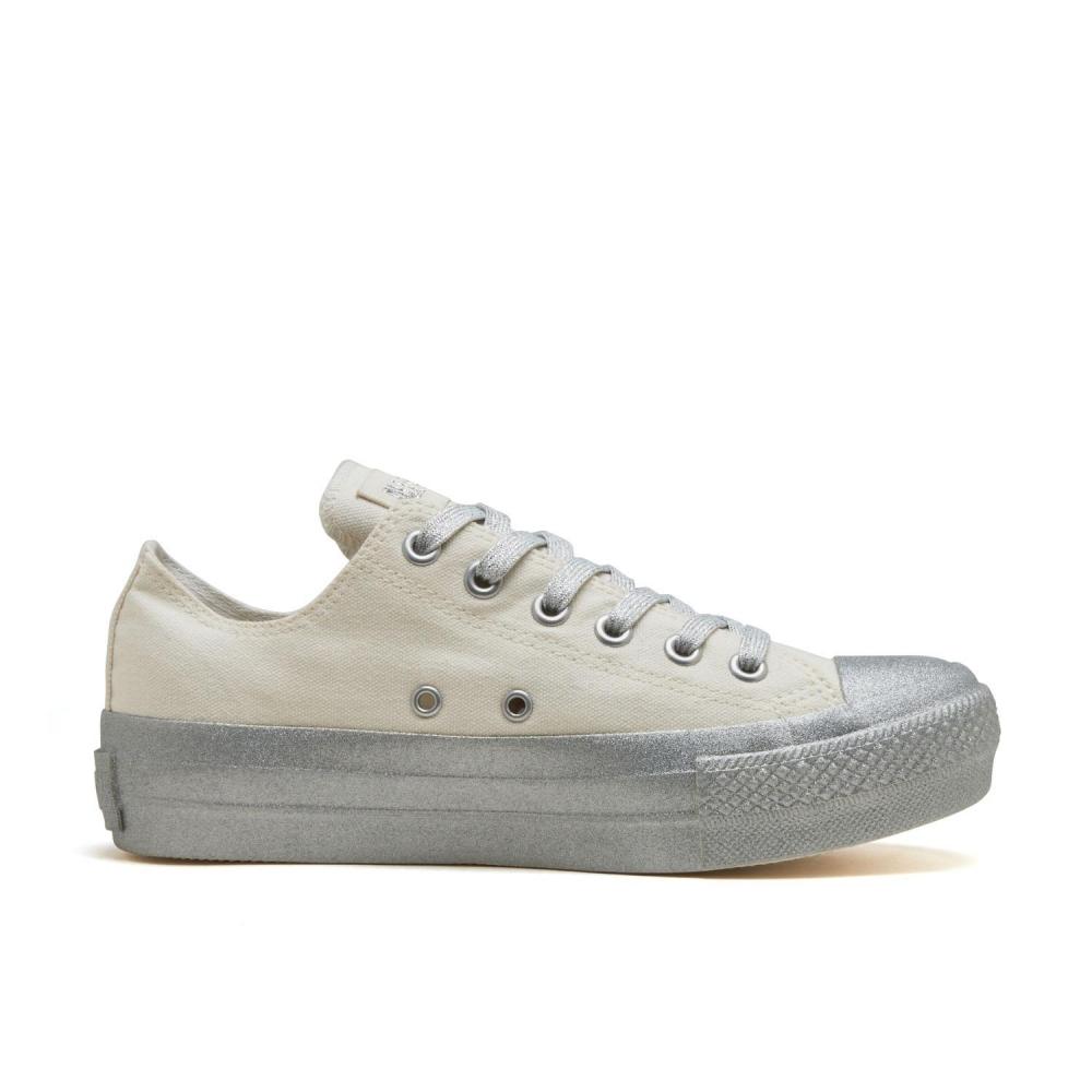 Converse All Star Plts Glitter Bottom Ox 31314220 White Silver