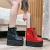 2025 New 12CM High Heel Platform Ankle Boots Women Genuine Leather Round Toe Creepers Thick Sole Oxfords Party Pumps Punk Goth