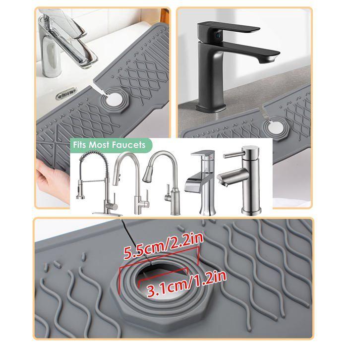 Tapis de robinet - AIMOONSA - 43,3x15 cm - Silicone alimentaire - Trou 3,1–5,5 cm - Vert