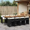 Vidaxl 9-Cz. Garden Furniture Set With Cushions, Black, PE Rattan